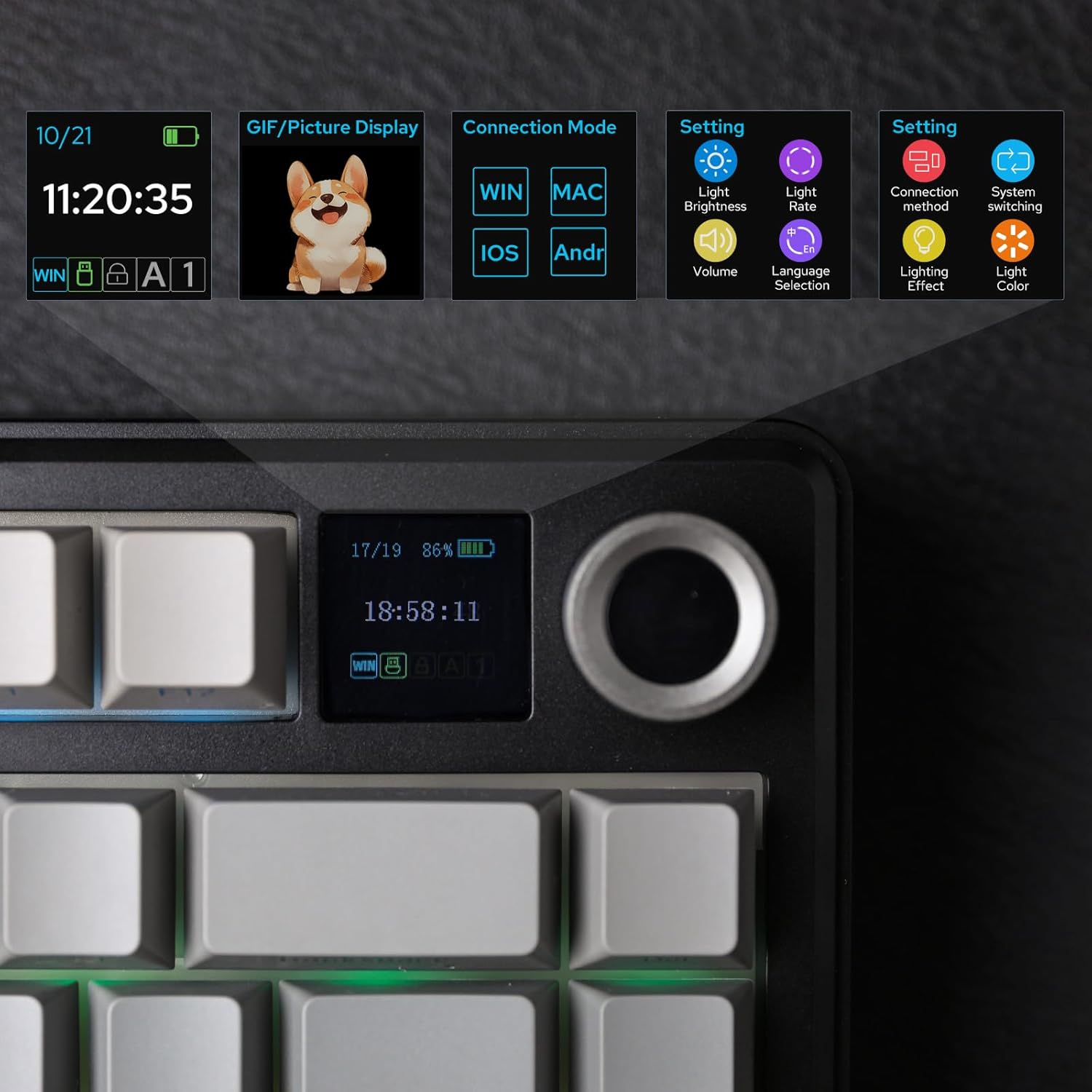 EPOMAKER X Aula F75 MAX Wireless Mechanical Keyboard with TFT Screen and Knob, Gasket Gaming Keyboar - AHW Store