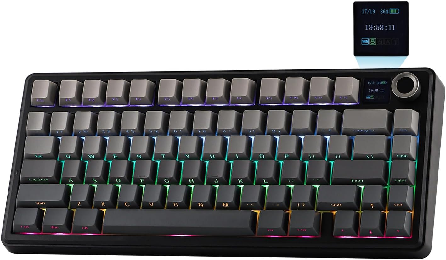 EPOMAKER X Aula F75 MAX Wireless Mechanical Keyboard with TFT Screen and Knob, Gasket Gaming Keyboar - AHW Store