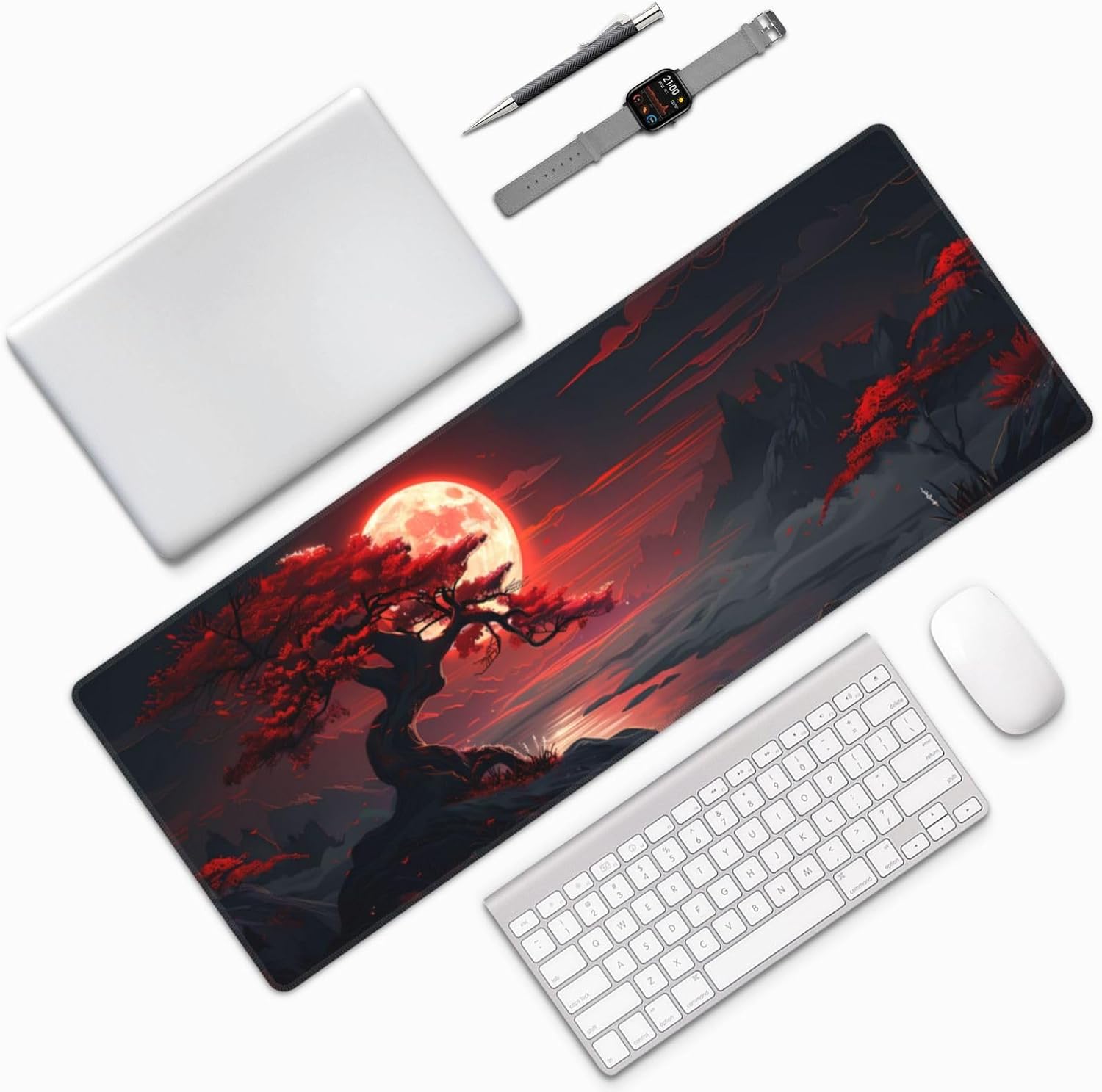 Extended Gaming Mouse Pad 31.5x11.8in Red - AHW Store