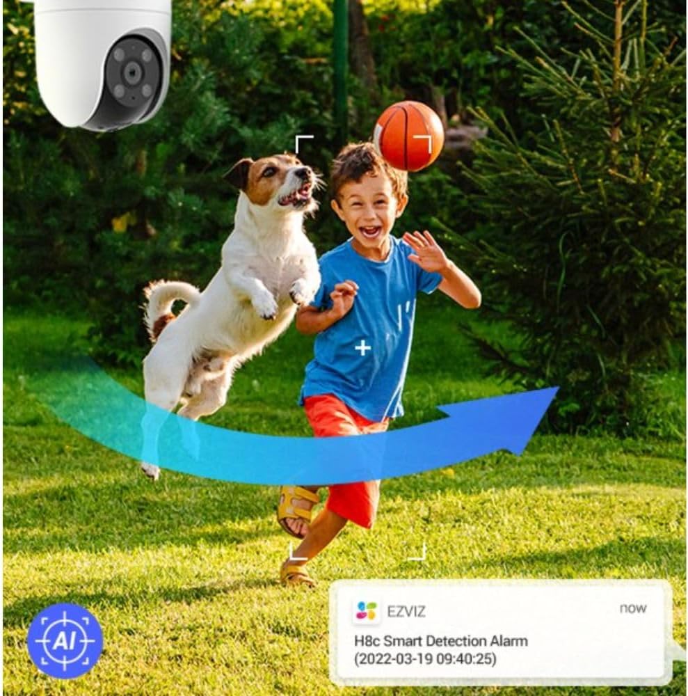 EZVIZ H8c Pro, 2K/3MP, 360° WiFi Security Camera, Outdoor, Color Night Vision, AI Human Detection, A - AHW Store