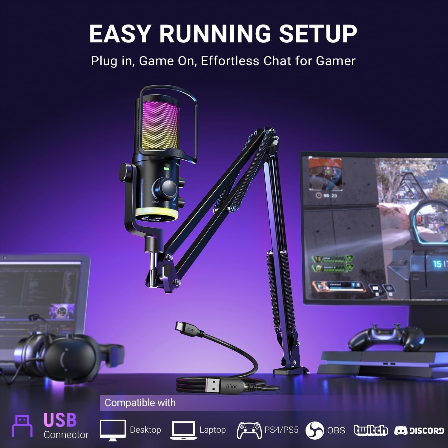 FIFINE AM6T USB Gaming Microphone Kit - AHW Store