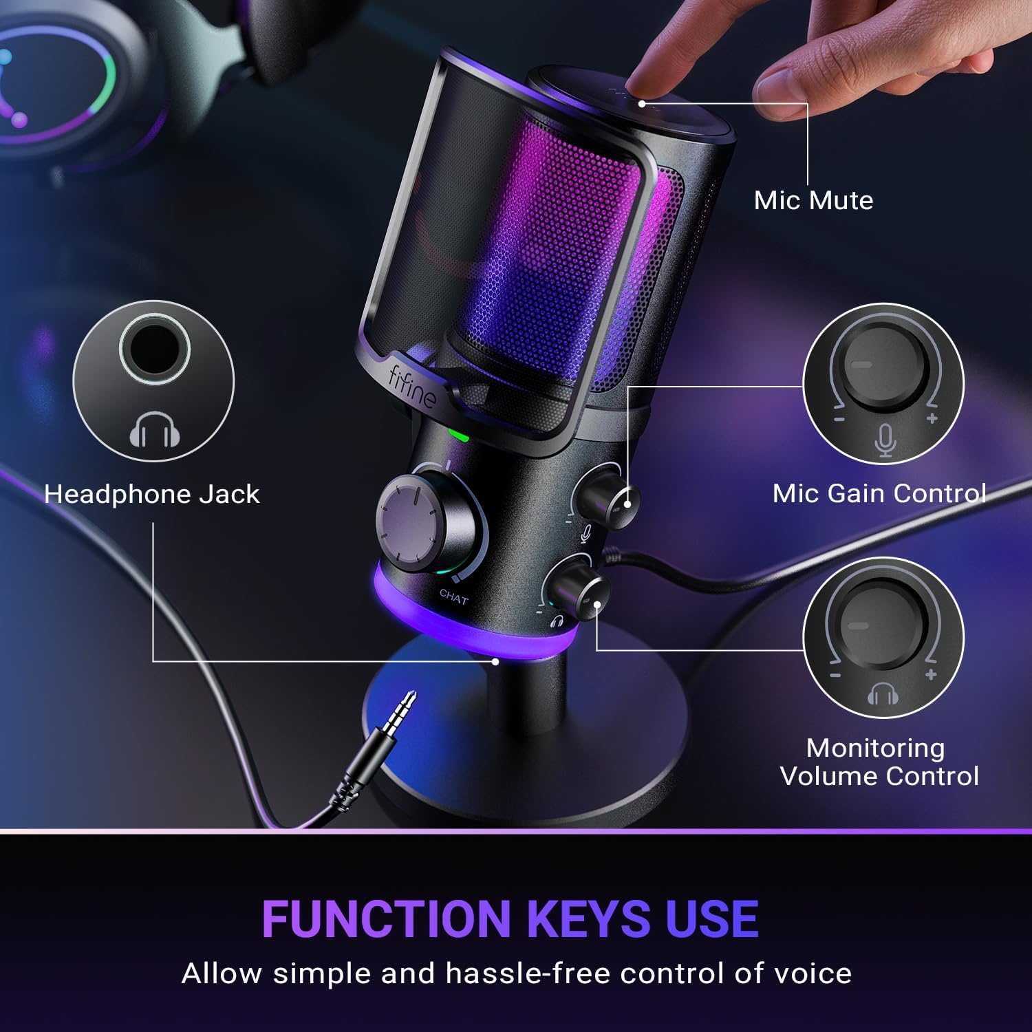 FIFINE AMPLIGAME USB Gaming Microphone - AHW Store