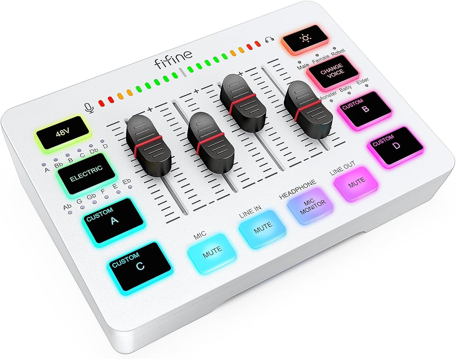 FIFINE Audio Mixer, Gaming Streaming PC Mixer with Slider Fader, XLR Microphone Interface, Monitorin - AHW Store