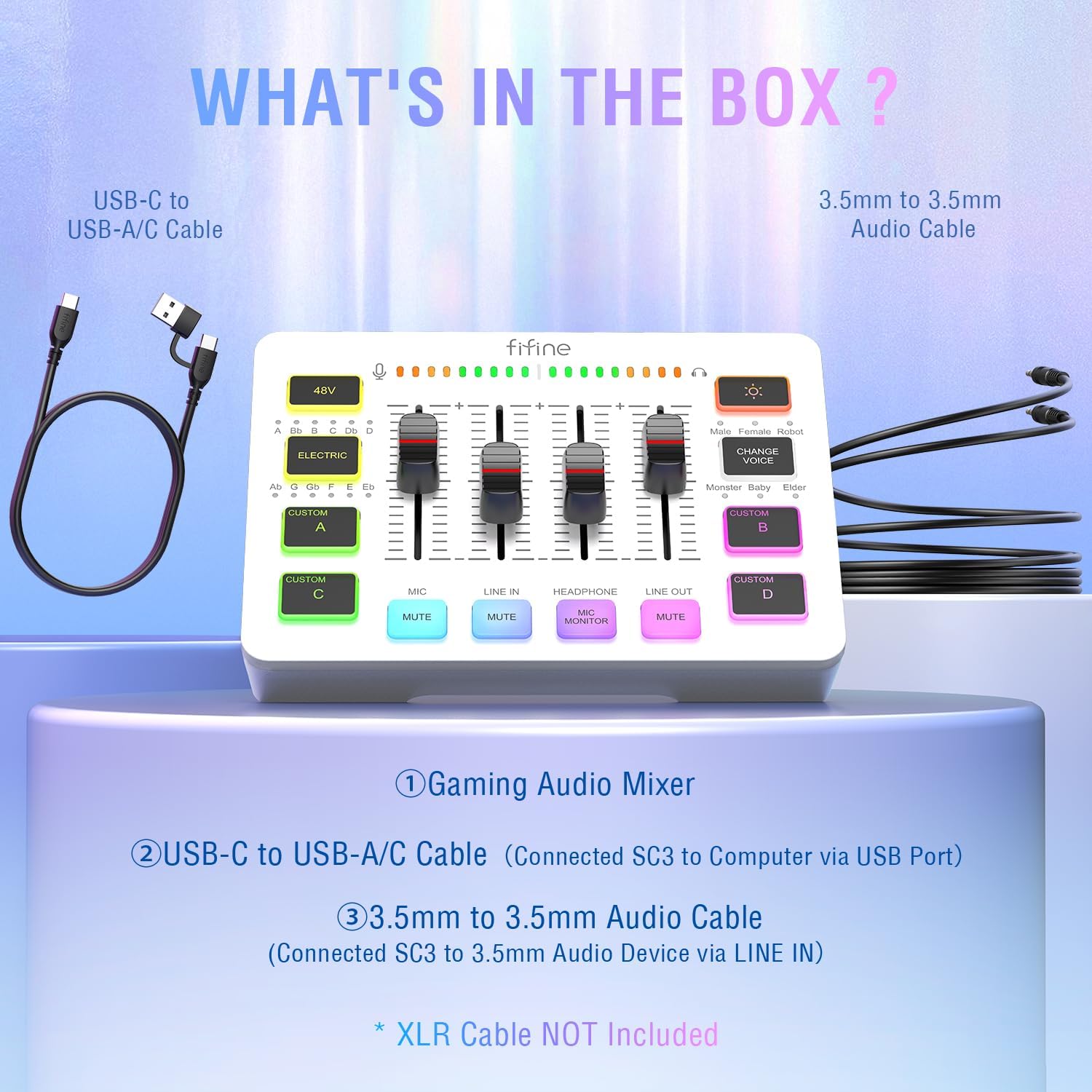 FIFINE Audio Mixer, Gaming Streaming PC Mixer with Slider Fader, XLR Microphone Interface, Monitorin - AHW Store