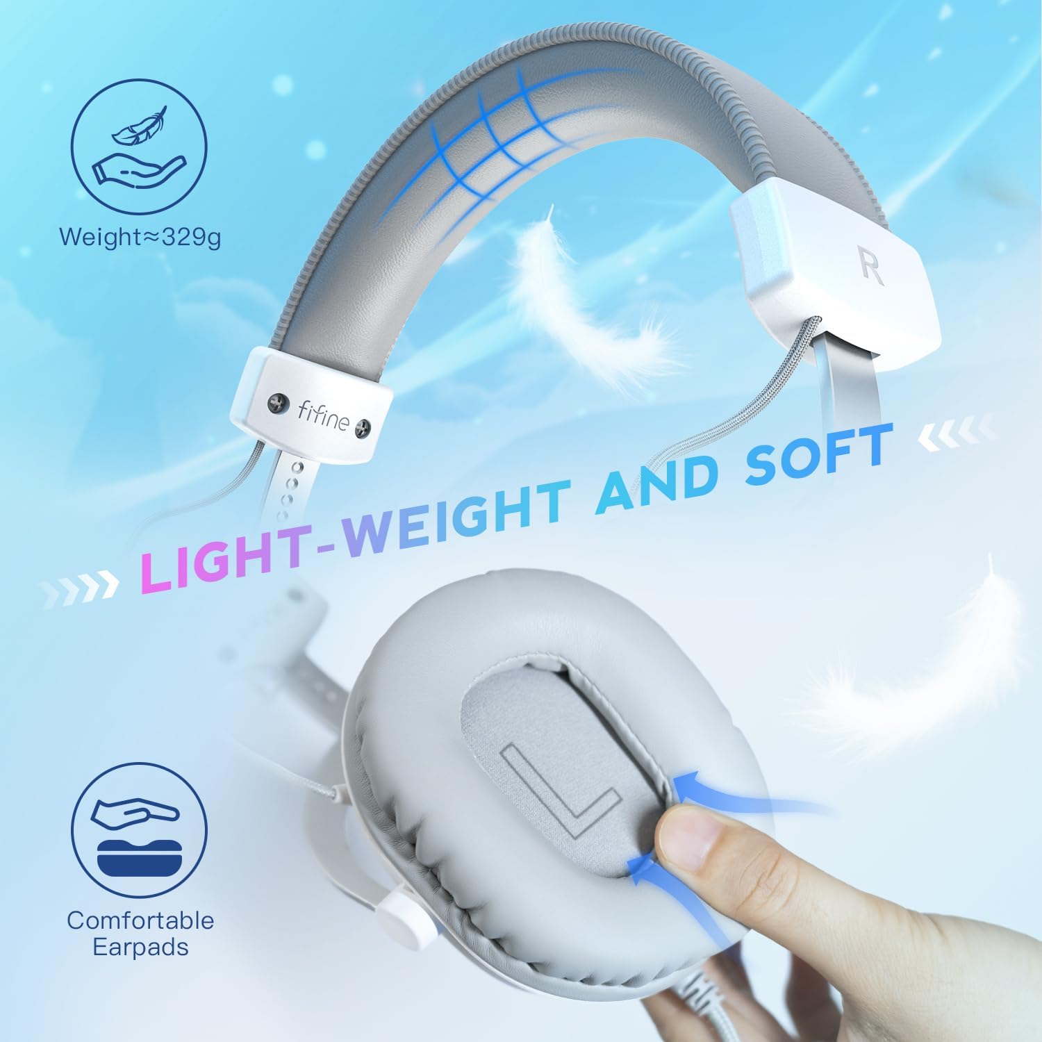 FIFINE H9W Wired Gaming Headset White - AHW Store