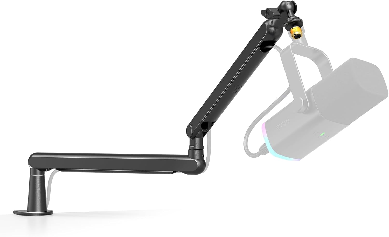 FIFINE Microphone Boom Arm, Low Profile Adjustable Stick Microphone Arm Stand with Desk Mount Clamp, - AHW Store