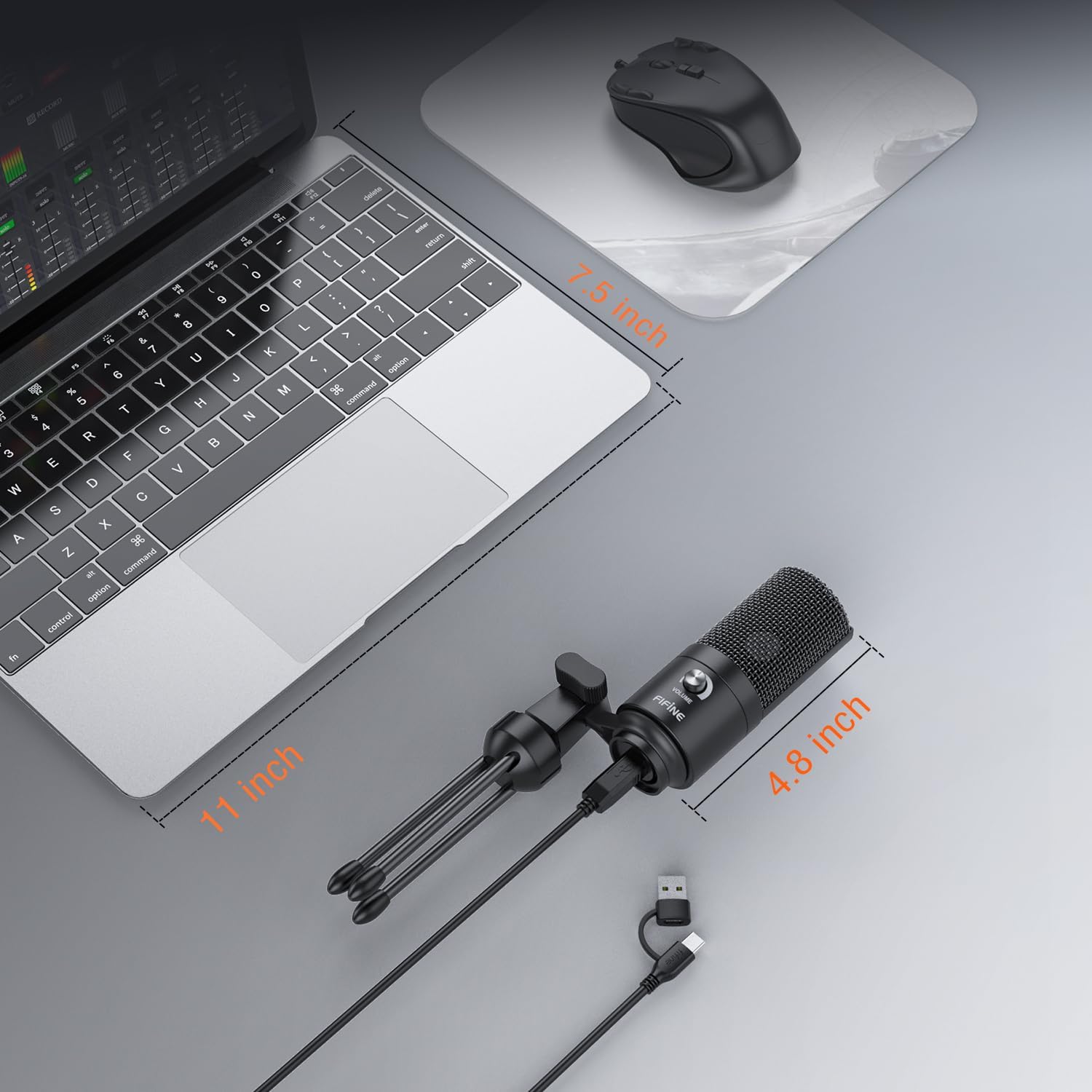 FIFINE USB Microphone, Metal Condenser Recording Microphone for Laptop MAC or Windows Cardioid Studi - AHW Store