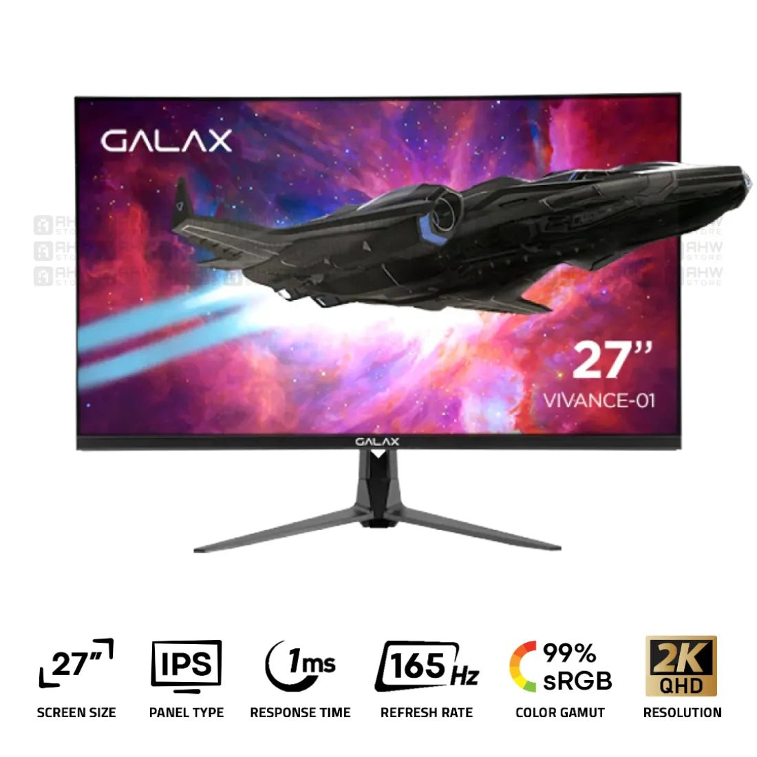 Galax Vivance - 01 Gaming Monitor 27 Inch IPS 2K 165Hz 1ms Black - AHW Store