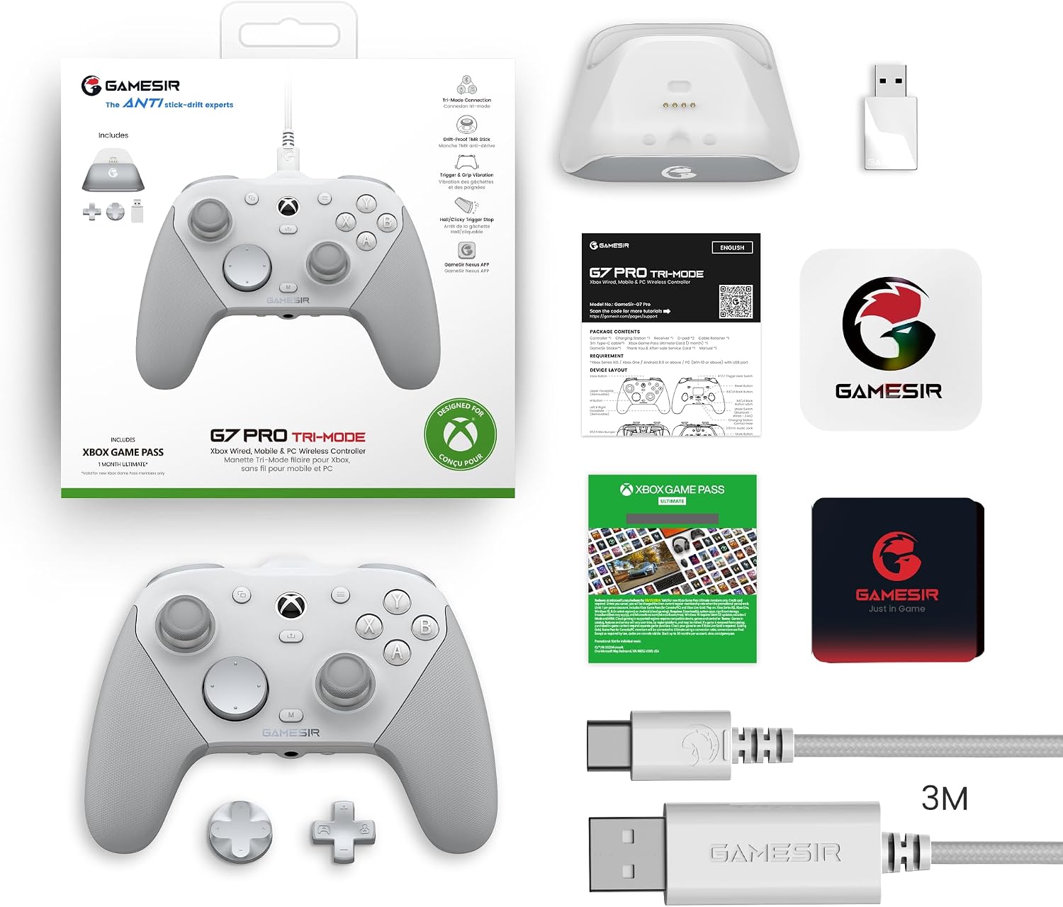 GameSir G7 Pro Wired Xbox Controller White - AHW Store
