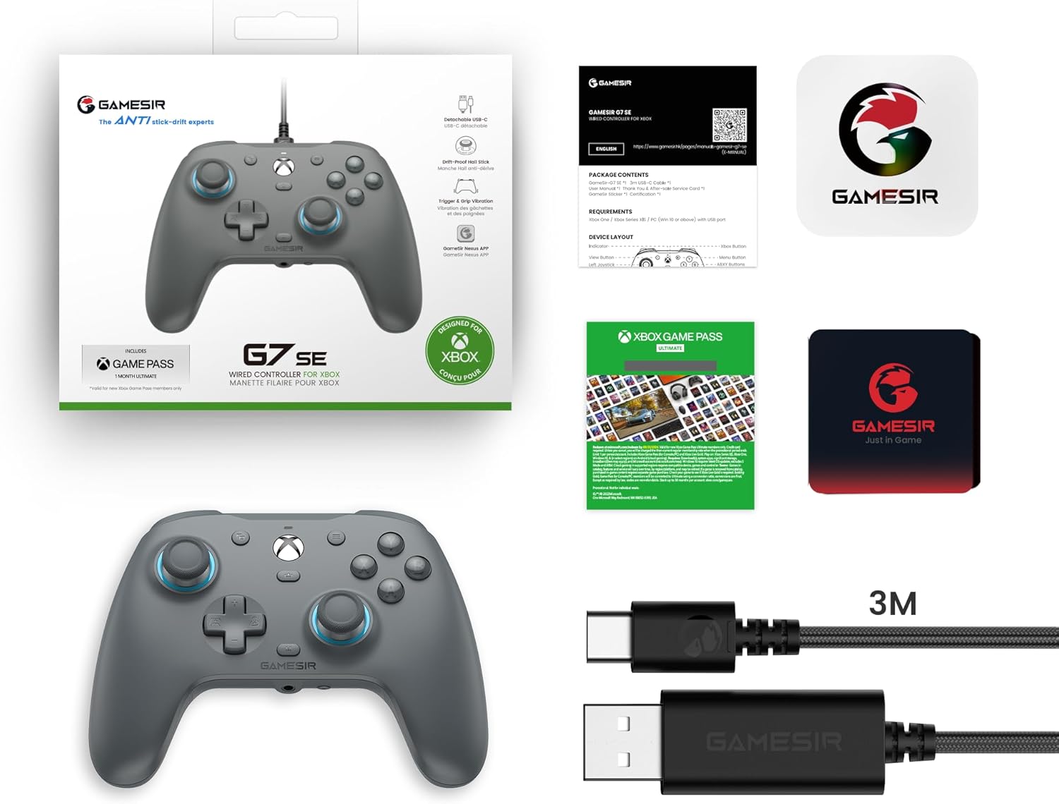 GameSir G7 SE Wired Controller Grey - AHW Store