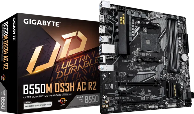 Gigabyte B550M DS3H AC R2 DDR4 AM4 M-ATX Motherboard Black
