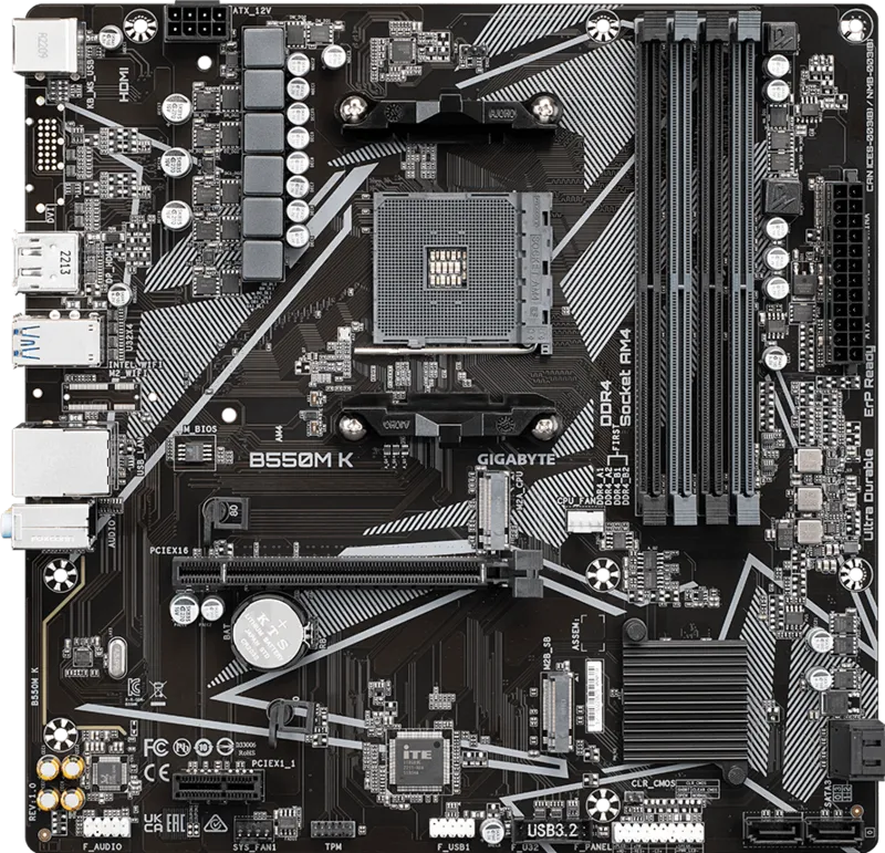 Gigabyte B550M K DDR4 AM4 M-ATX Motherboard Black