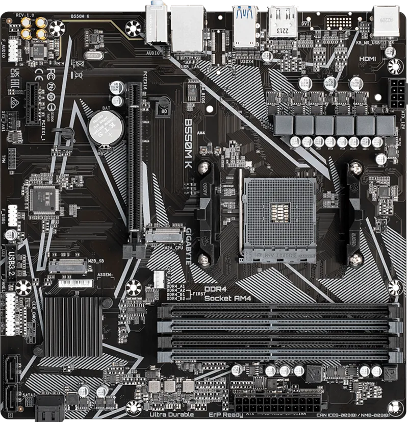 Gigabyte B550M K DDR4 AM4 M-ATX Motherboard Black