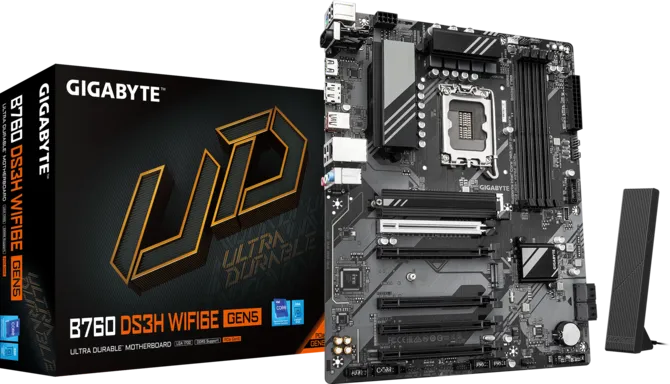 Gigabyte B760 DS3H WIFI6E GEN5 DDR5 LGA1700 ATX Motherboard Black