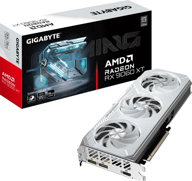 GIGABYTE Radeon RX 9060 XT GAMING OC ICE 16GB GDDR7 Graphics Card White