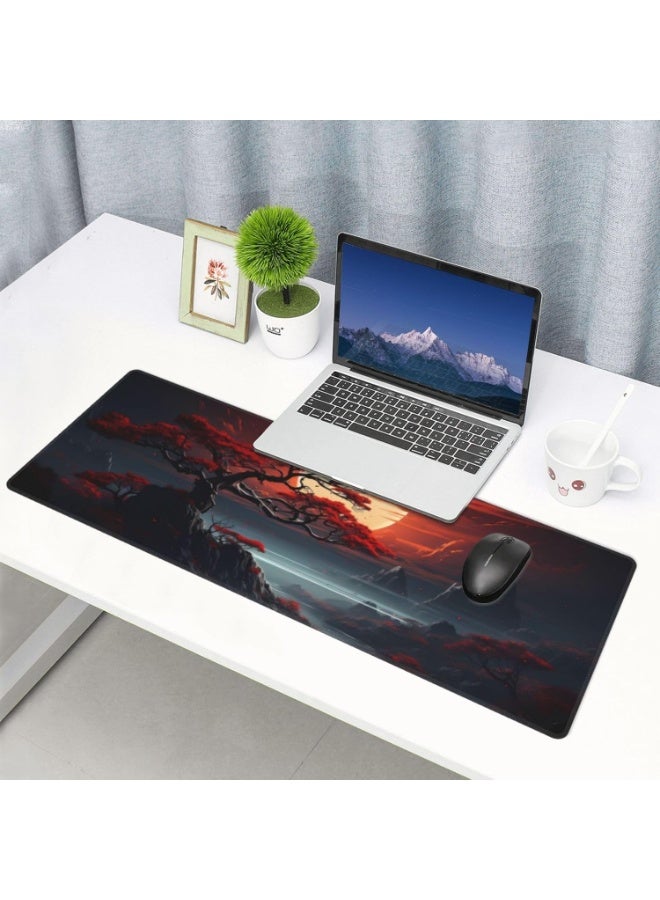 Red Moon Japanese Landscape Gaming Mouse Pad 30 × 70 cm