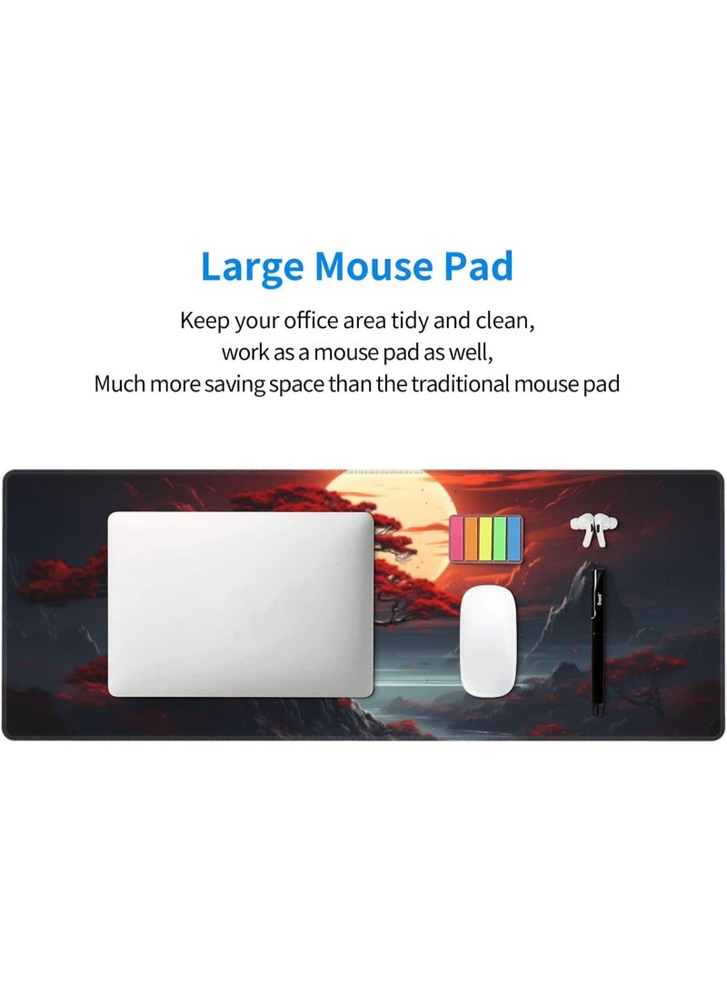 Red Moon Japanese Landscape Gaming Mouse Pad 30 × 70 cm