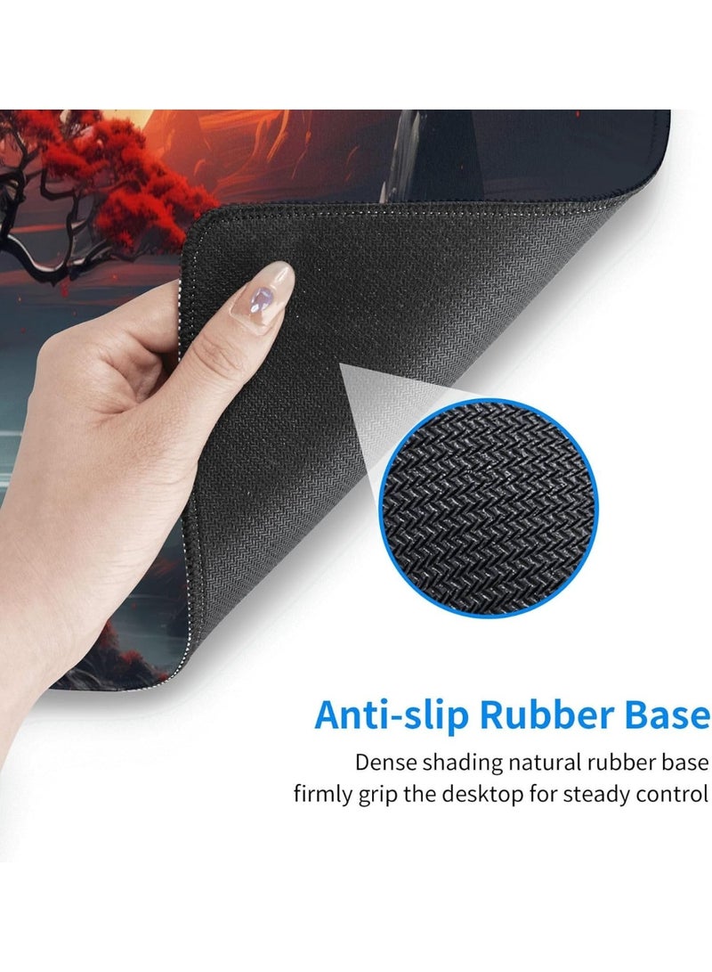Red Moon Japanese Landscape Gaming Mouse Pad 30 × 70 cm