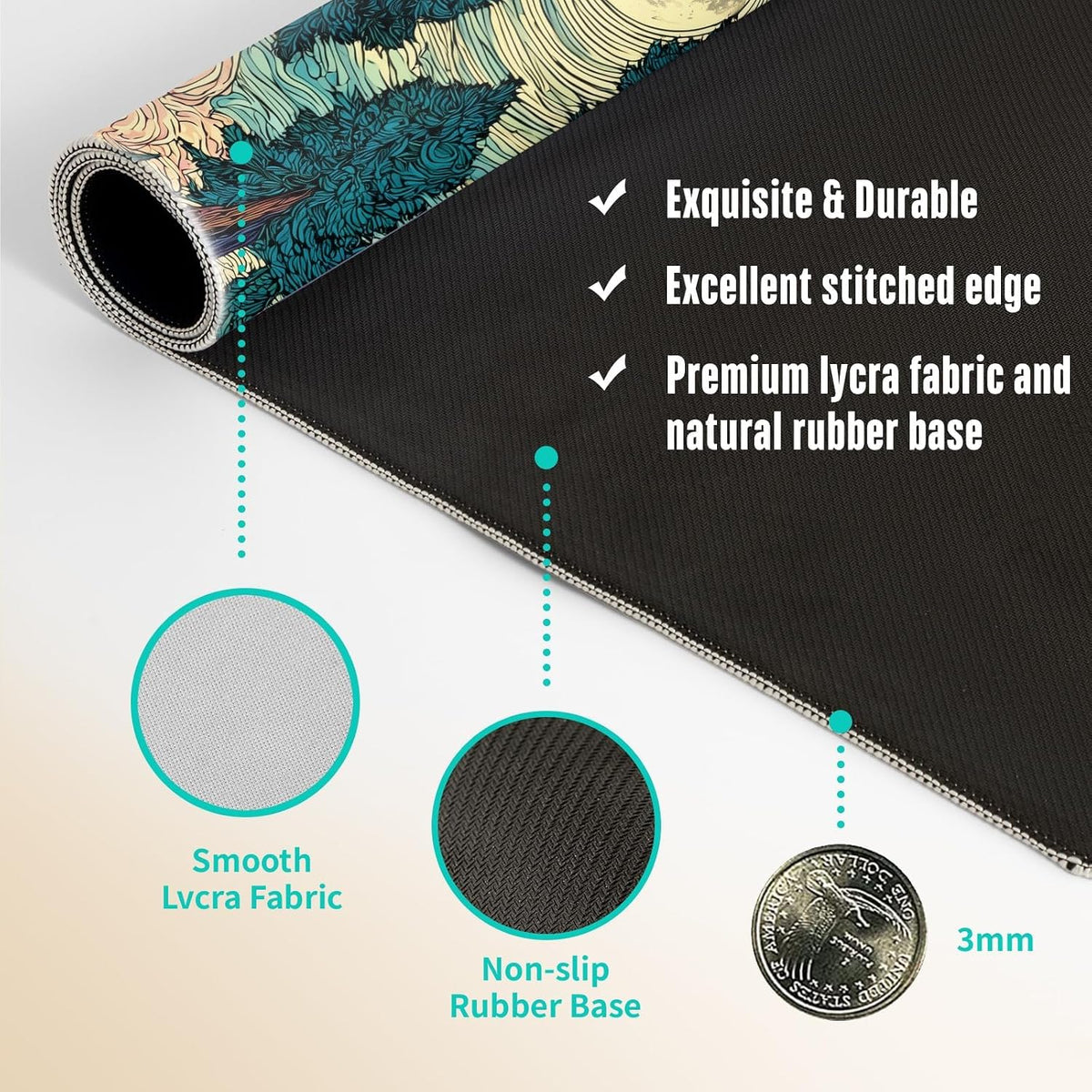 Extended Gaming Mouse Pad Large Mouse Mat 3mm Natural Rubber Base with Stitched Edges Non Slip Desk Mat 30 × 70 cm (Starry Forest)