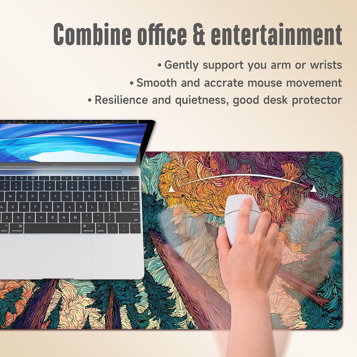 Extended Gaming Mouse Pad Large Mouse Mat 3mm Natural Rubber Base with Stitched Edges Non Slip Desk Mat 30 × 70 cm (Starry Forest)
