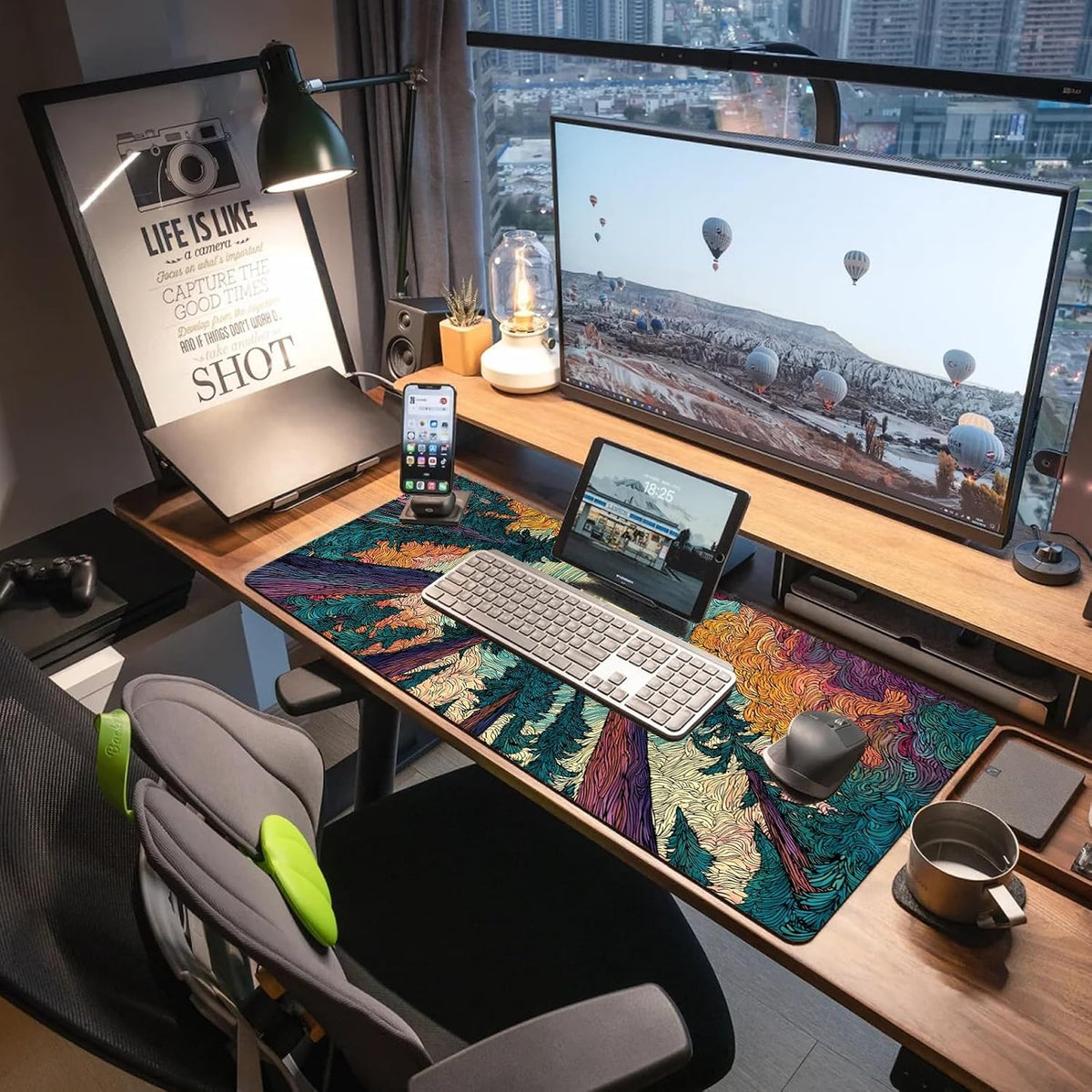 Extended Gaming Mouse Pad Large Mouse Mat 3mm Natural Rubber Base with Stitched Edges Non Slip Desk Mat 30 × 70 cm (Starry Forest)
