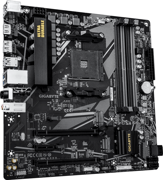 Gigabyte B550M DS3H AC R2 DDR4 AM4 M-ATX Motherboard Black - AHW Store