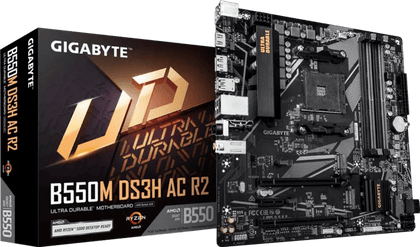 Gigabyte B550M DS3H AC R2 DDR4 AM4 M-ATX Motherboard Black - AHW Store