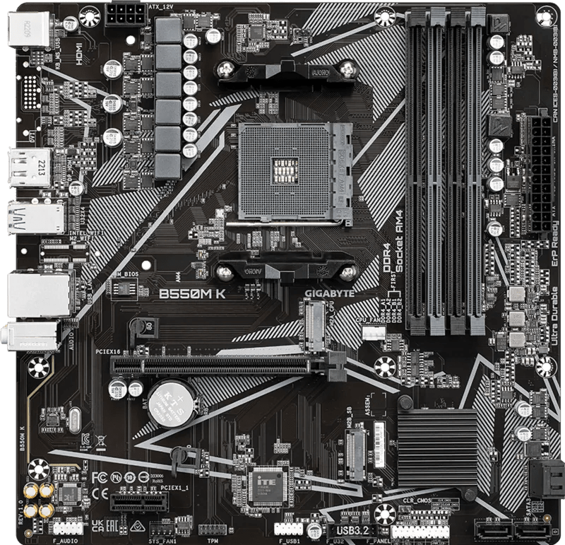 Gigabyte B550M K DDR4 AM4 M-ATX Motherboard Black - AHW Store