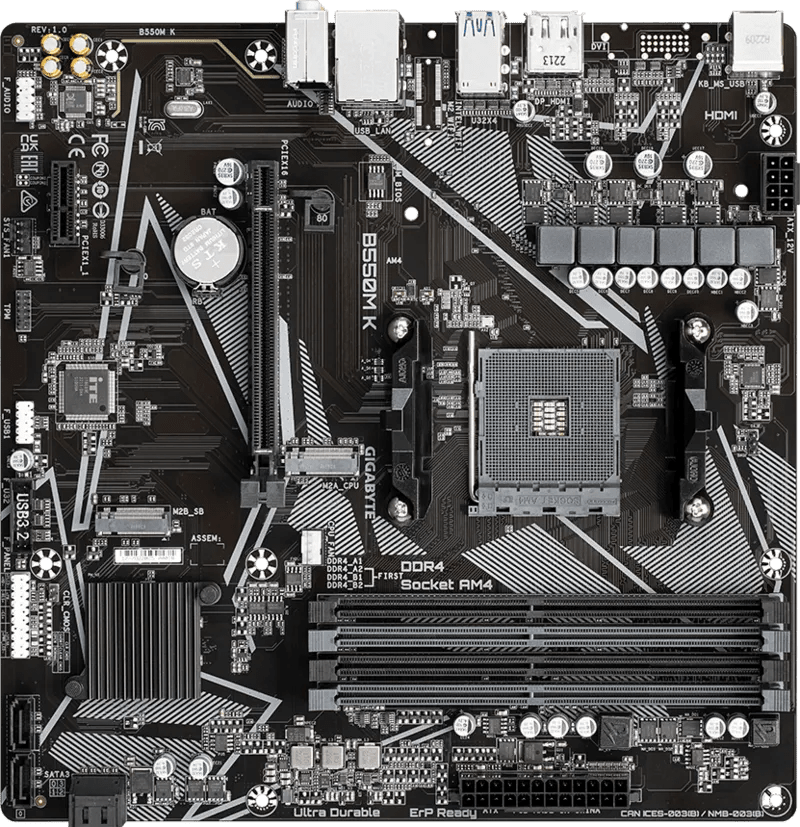 Gigabyte B550M K DDR4 AM4 M-ATX Motherboard Black - AHW Store