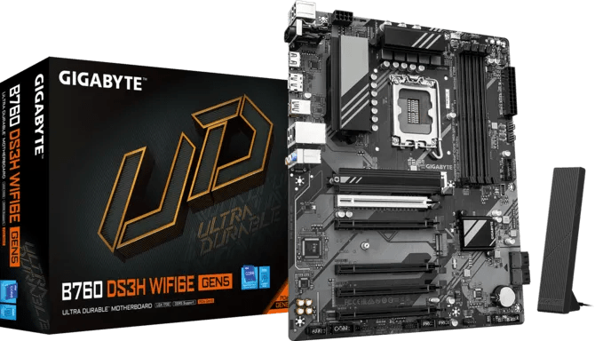 Gigabyte B760 DS3H WIFI6E GEN5 DDR5 LGA1700 ATX Motherboard Black - AHW Store