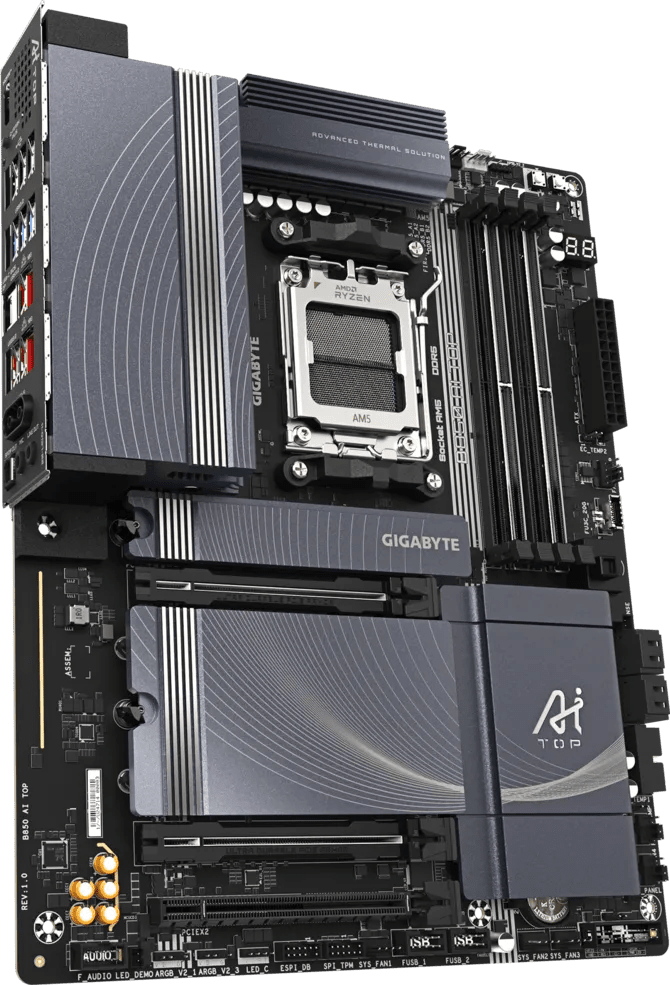 Gigabyte B850 AI TOP Wi-Fi 7 DDR5 AM5 ATX Motherboard Black - AHW Store