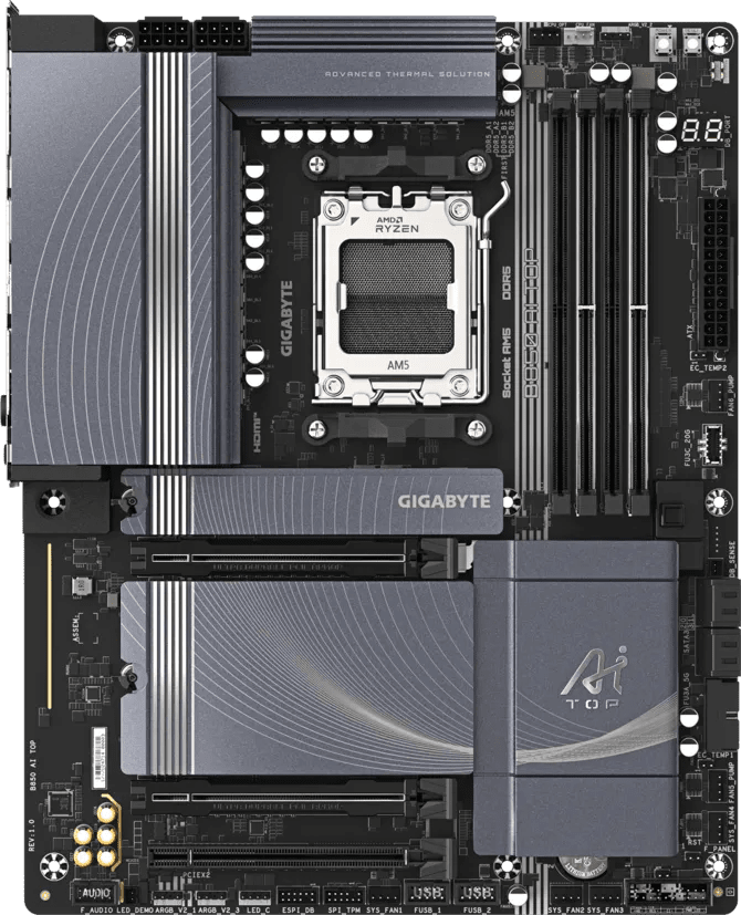 Gigabyte B850 AI TOP Wi-Fi 7 DDR5 AM5 ATX Motherboard Black - AHW Store