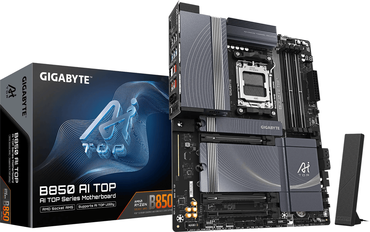Gigabyte B850 AI TOP Wi-Fi 7 DDR5 AM5 ATX Motherboard Black - AHW Store
