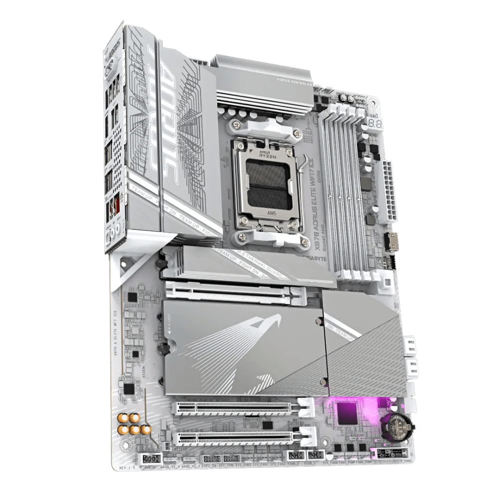 Gigabyte X870 AORUS ELITE WIFI7 ICE DDR5 AM5 ATX Motherboard White - AHW Store