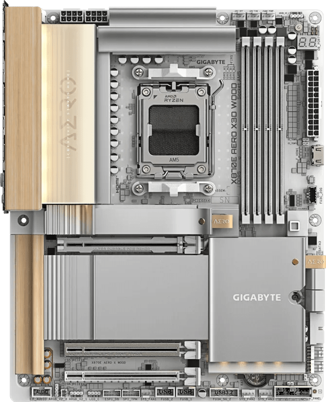 Gigabyte X870E AERO X3D Light Wood DDR5 AM5 M-ATX Motherboard - AHW Store