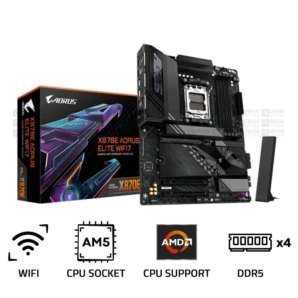 Gigabyte X870E AORUS ELITE WIFI7 AM5 ATX Motherboard Black - AHW Store