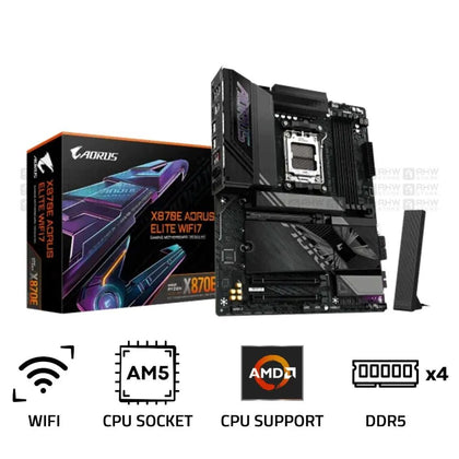 Gigabyte X870E AORUS ELITE WIFI7 AM5 ATX Motherboard Black - AHW Store