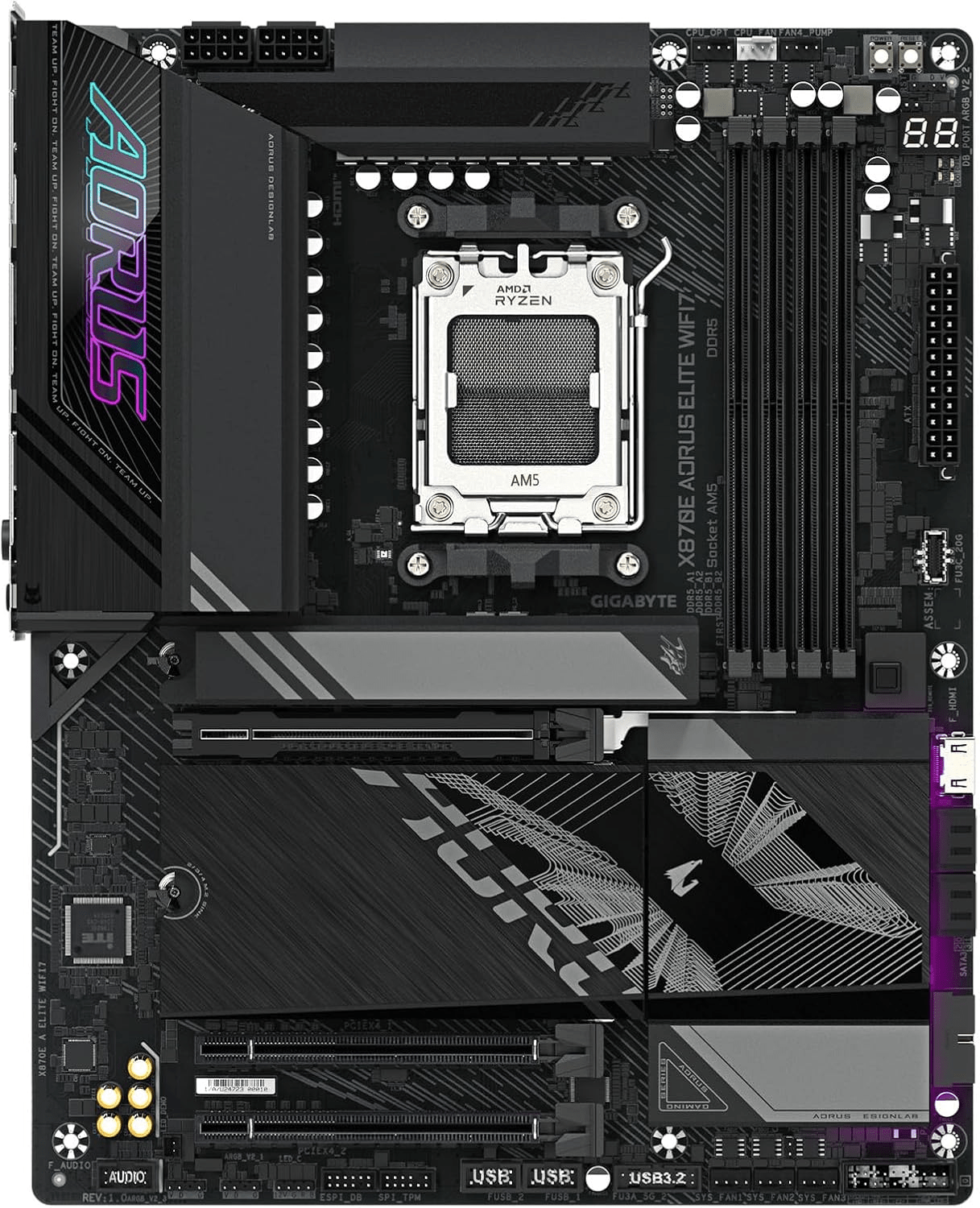 Gigabyte X870E AORUS ELITE WIFI7 DDR5 AM5 ATX Motherboard Black - AHW Store