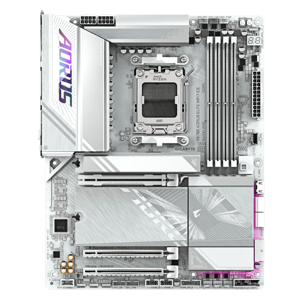 Gigabyte X870E AORUS ELITE WIFI7 ICE DDR5 AM5 ATX Motherboard White - AHW Store
