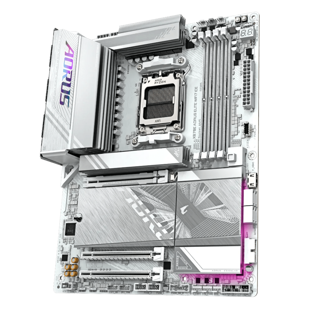Gigabyte X870E AORUS ELITE WIFI7 ICE DDR5 AM5 ATX Motherboard White - AHW Store