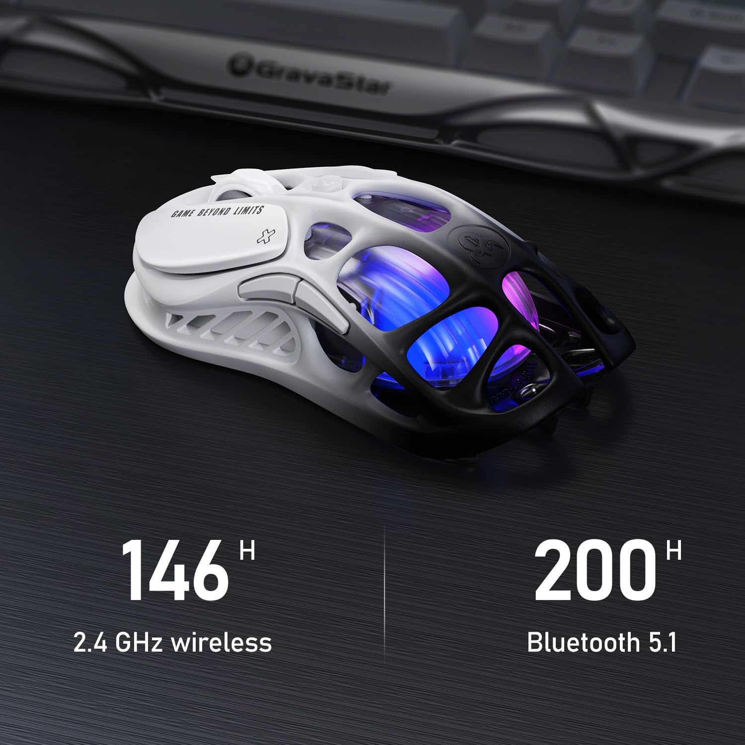 GravaStar Mercury M1 Pro Wireless Gaming Mouse, Lightweight Magnesium Alloy, 26,000 DPI, PAW3395DM S - AHW Store