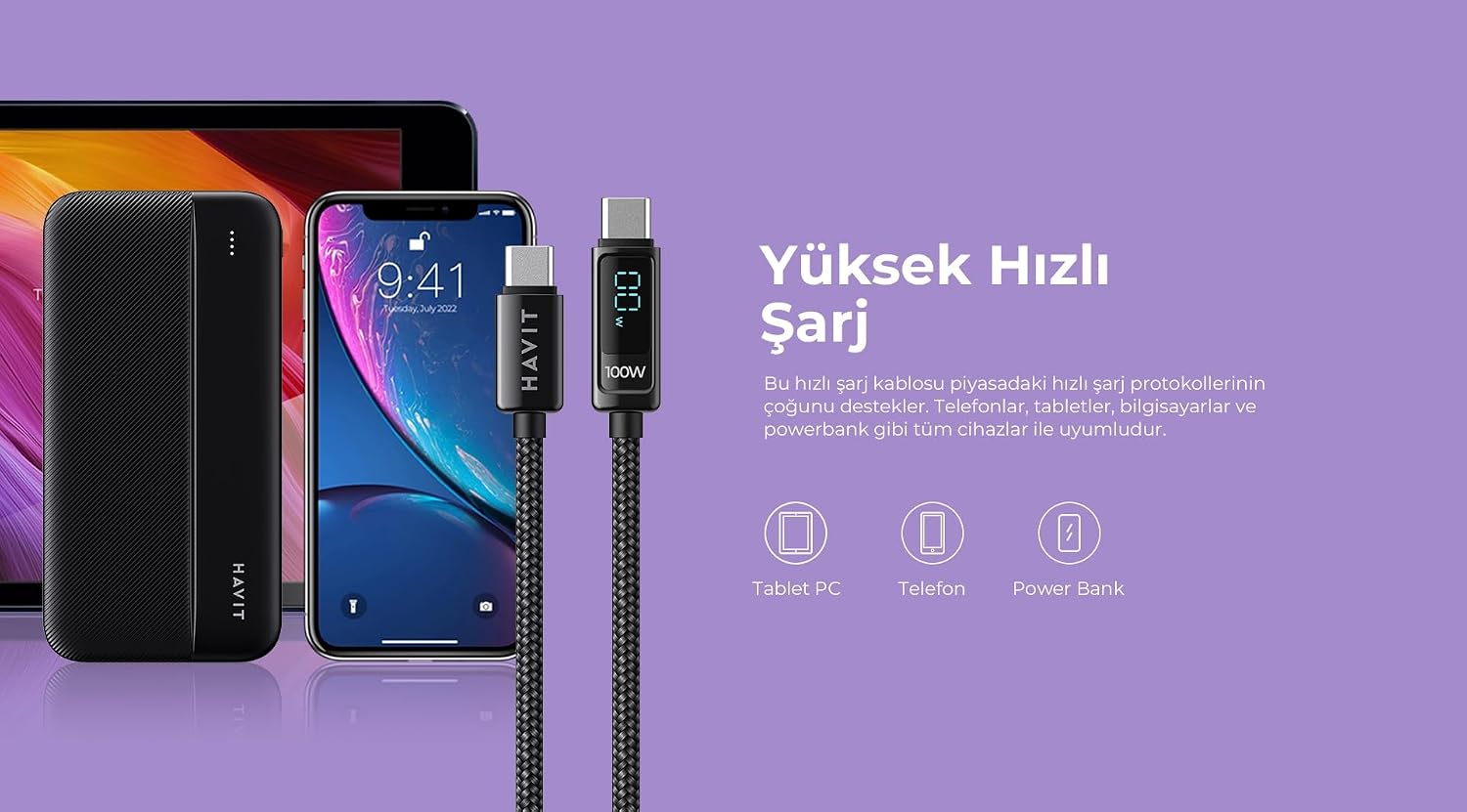 HAVIT CB6247 USB-C to USB-C 100W PD Cable 2M - AHW Store