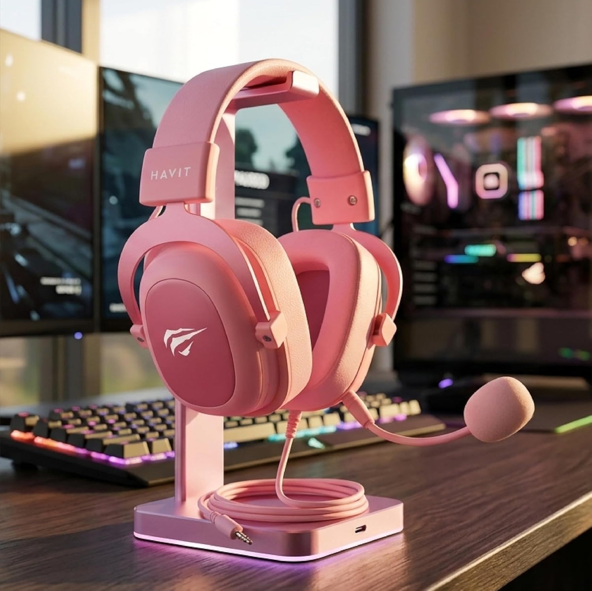 HAVIT H2002d Gaming Headset Pink - AHW Store