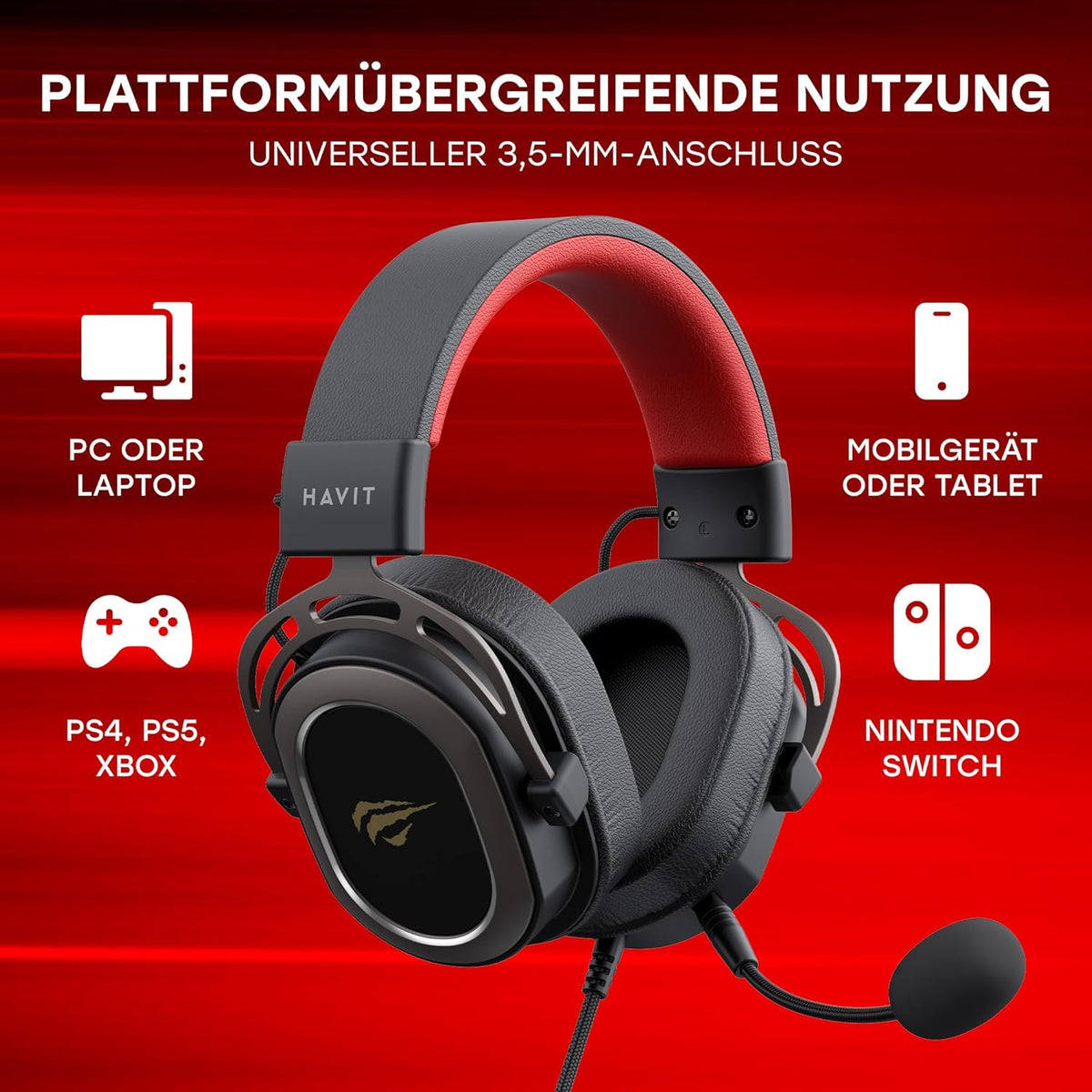 Havit H2008D Gaming Headset 50mm Wired Mic - AHW Store