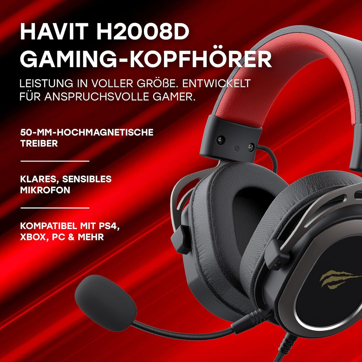 Havit H2008D Gaming Headset 50mm Wired Mic - AHW Store