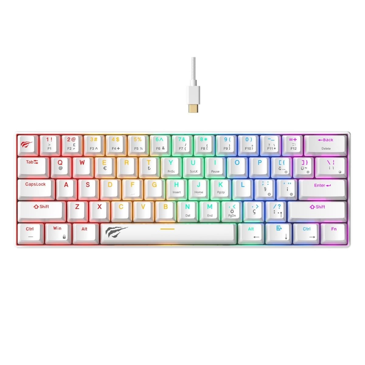 Havit KB903L Mechanical Gaming Keyboard, RGB Backlit, White - AHW Store
