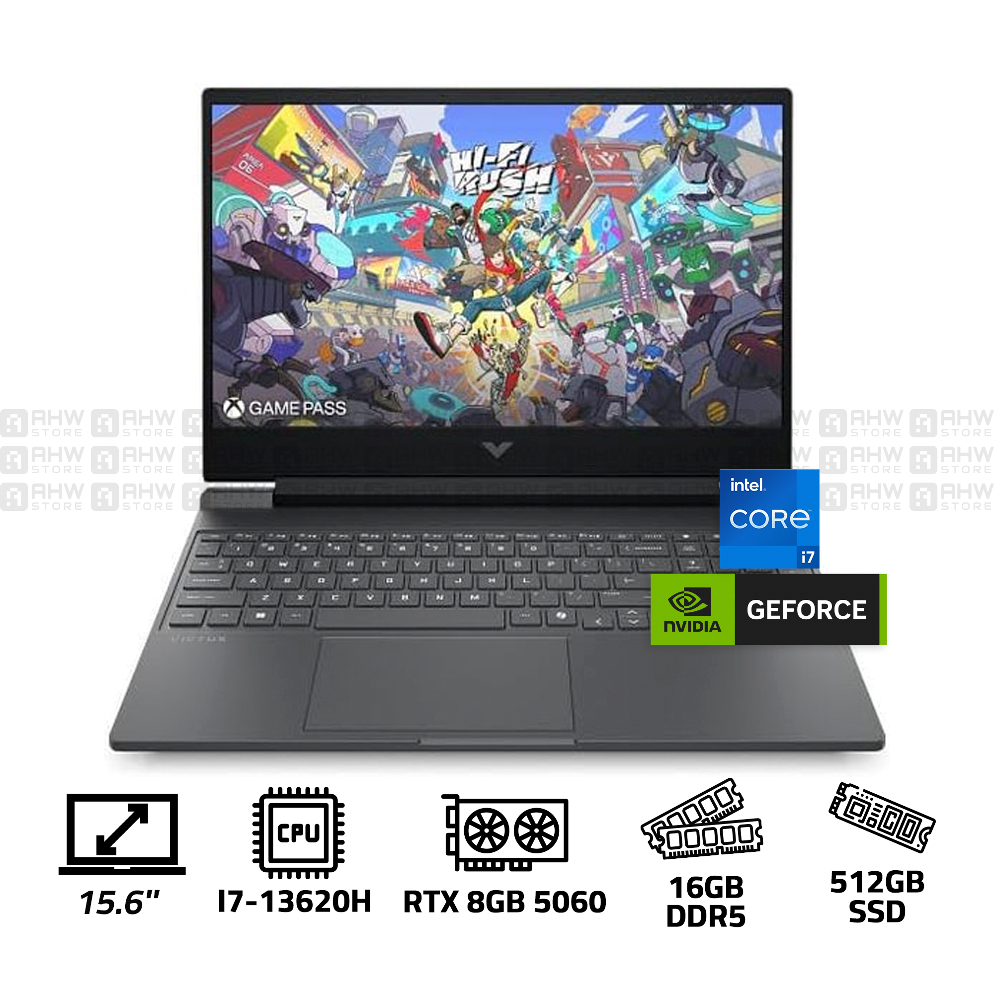 HP CORE I7 - 13620H - 16G DDR5 \ 512 SSD \ RTX 8G 5060 \ 15.6 FHD - 144 HZ - WIN 11 - SILVER - AHW Store