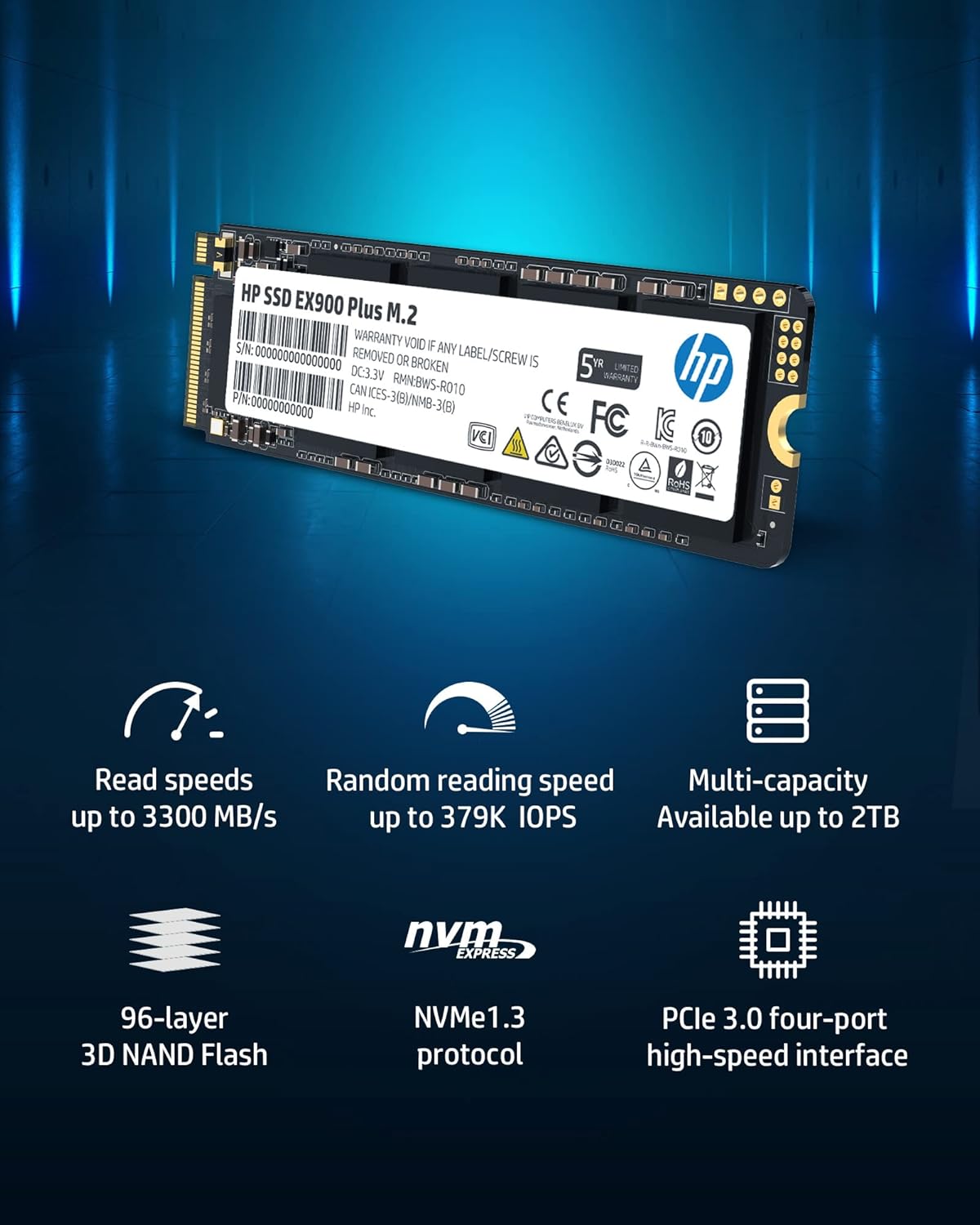 HP EX900 PLUS 256GB M.2 PCIe 3.0 x4 NVMe Internal Solid State Drive - AHW Store