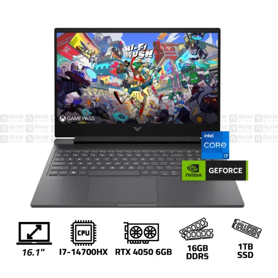 HP VICTUS16 - R1048 CORE I7 - 14700HX - 20 CORES - 16G DDR5 \ 1T SSD \ RTX 4060 8G \ 16.1 FHD - 144 HZ - SILVER