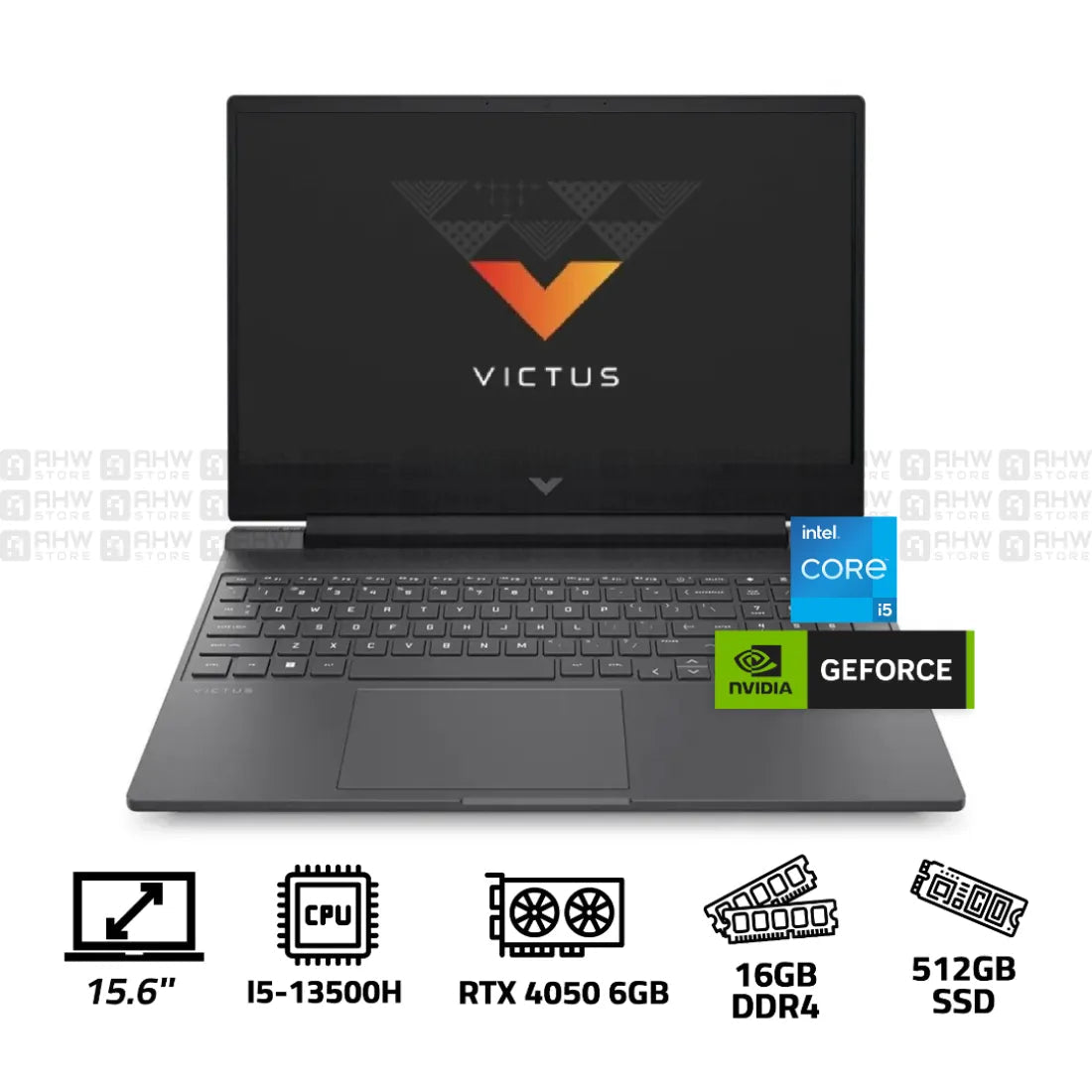 HP VICTUS 15 FA1018NE Laptop Core i5-13500H 16GB DDR4 512GB SSD RTX 4050 6GB 15.6" FHD 144Hz Silver - AHW Store